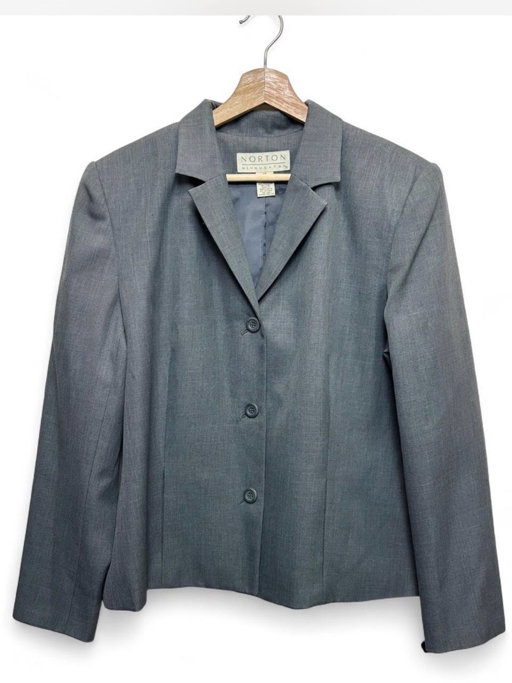 Norton McNaughton Blazer Womens 14 Gray 3 Button Career Office Jacket